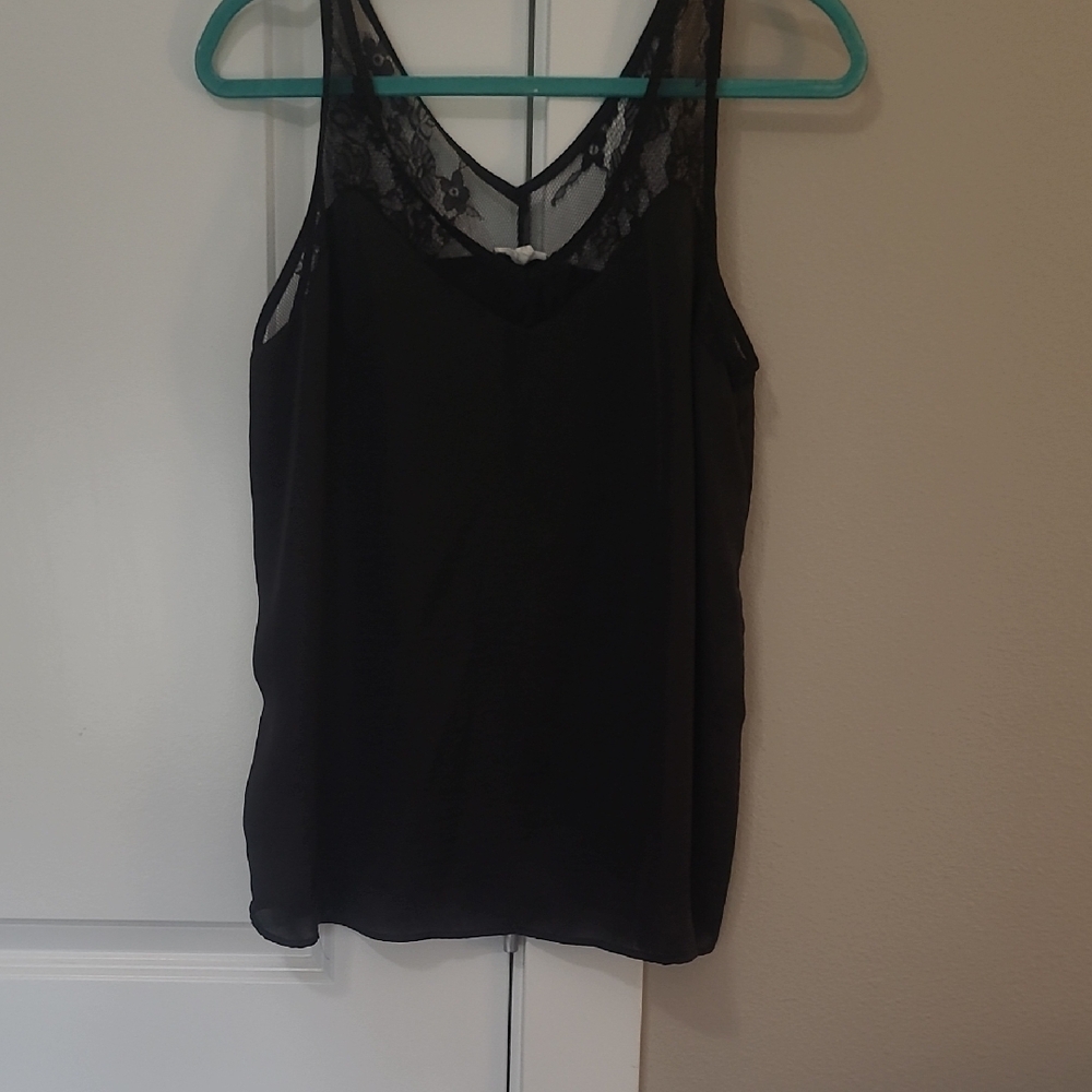 Elegant Black Lace Trim Women's Top